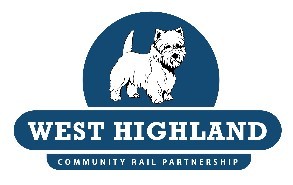 A blue logo depicting a West Highland terrier